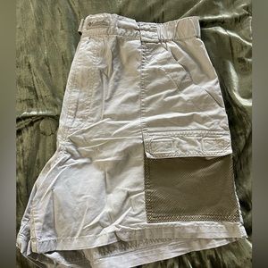 Vintage Columbia PFG Stand-Up Cargo Fly Fishing Khaki Shorts 90s Men's XL